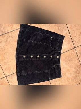 American Eagle Outfitters Black Button-Front Denim Skirt